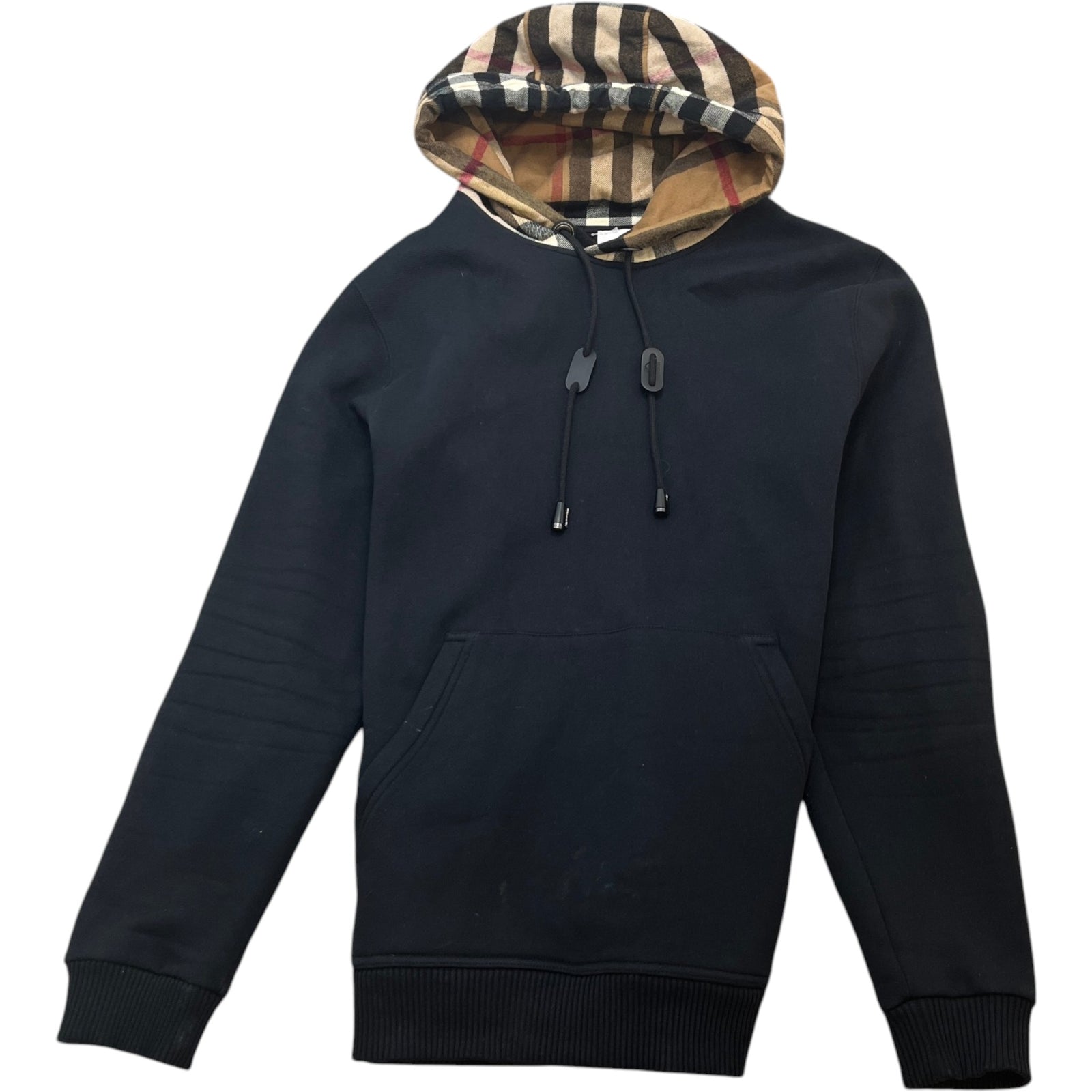 Men's Check Print Hoodie Black Size M - Photo 1