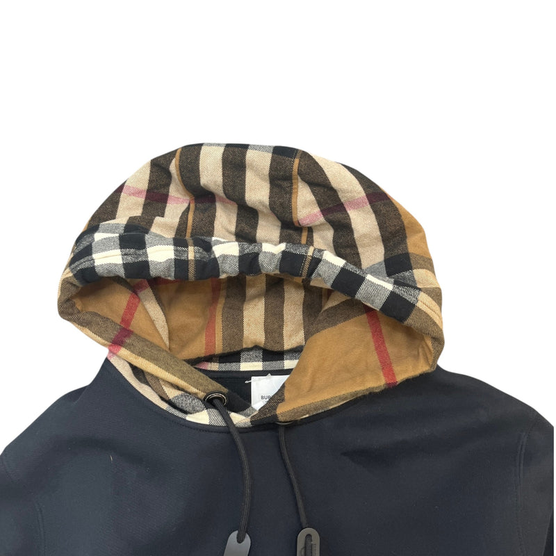 Men's Check Print Hoodie Black Size M