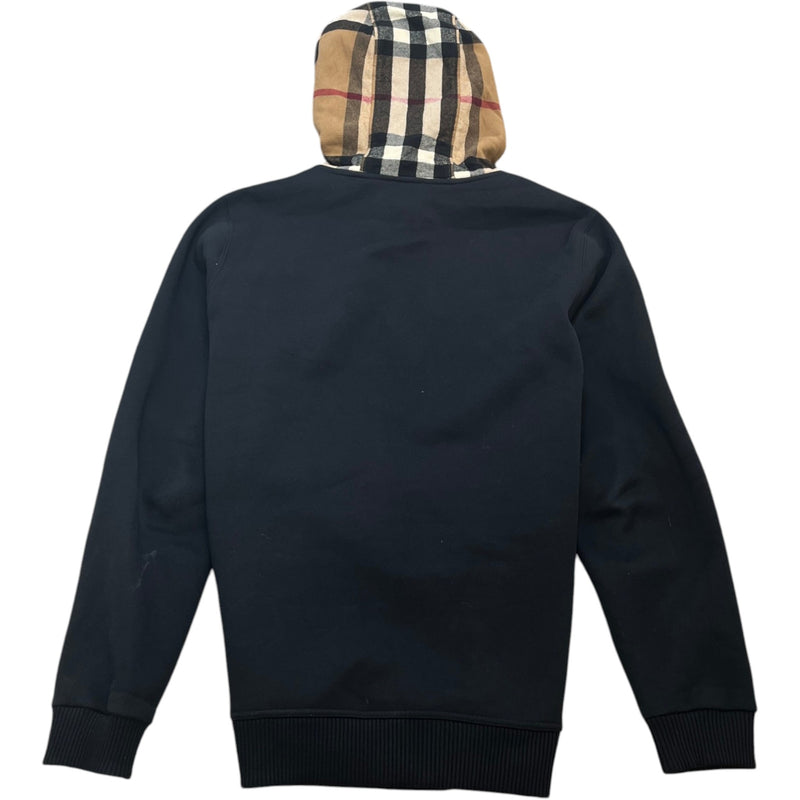 Men's Check Print Hoodie Black Size M