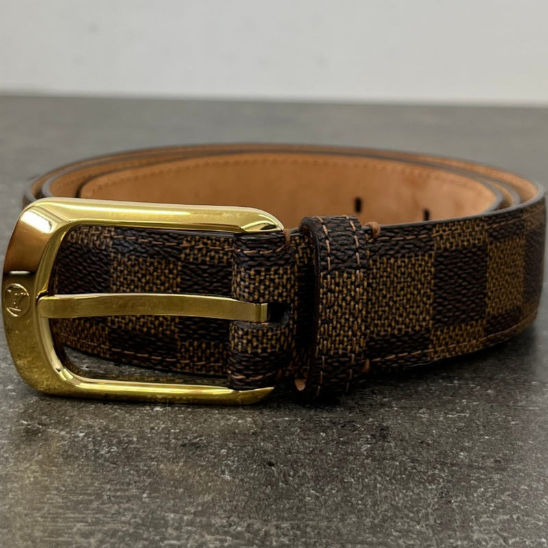 Women's Damier Ebene Belt Brown Size 95cm / UK 14