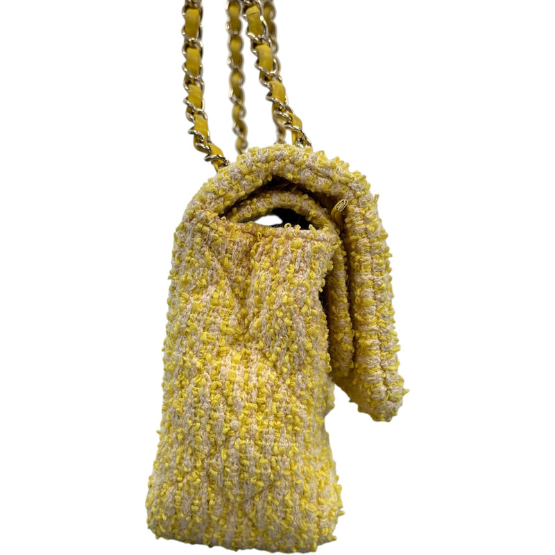 Women's Double Classic Flap Handbag Yellow