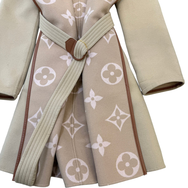 Women's Belted Double Face Hooded Wrap Jacket Beige Size S / UK 8