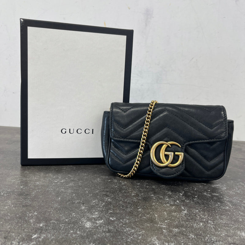 Women's Supermini GG Marmont Crossbody Bag Black