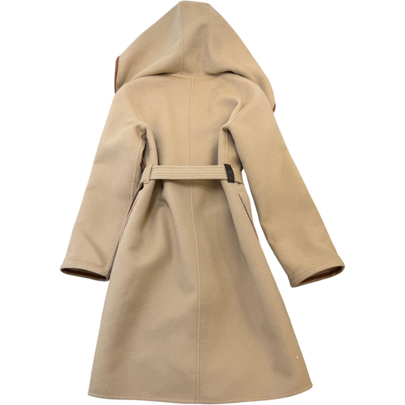 Women's Belted Double Face Hooded Wrap Jacket Beige Size S / UK 8