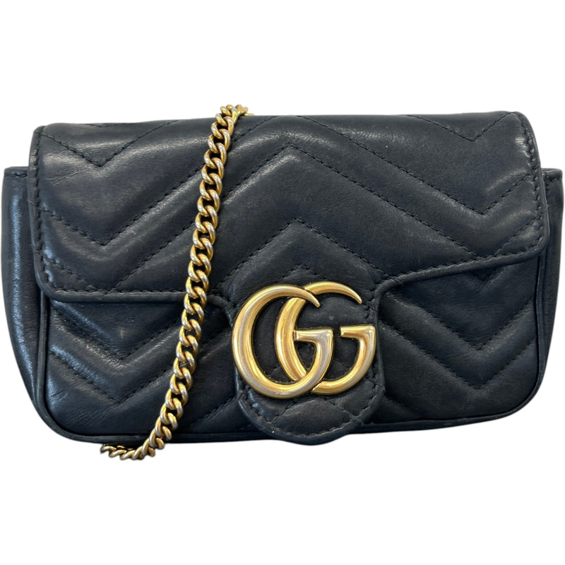 Women's Supermini GG Marmont Crossbody Bag Black
