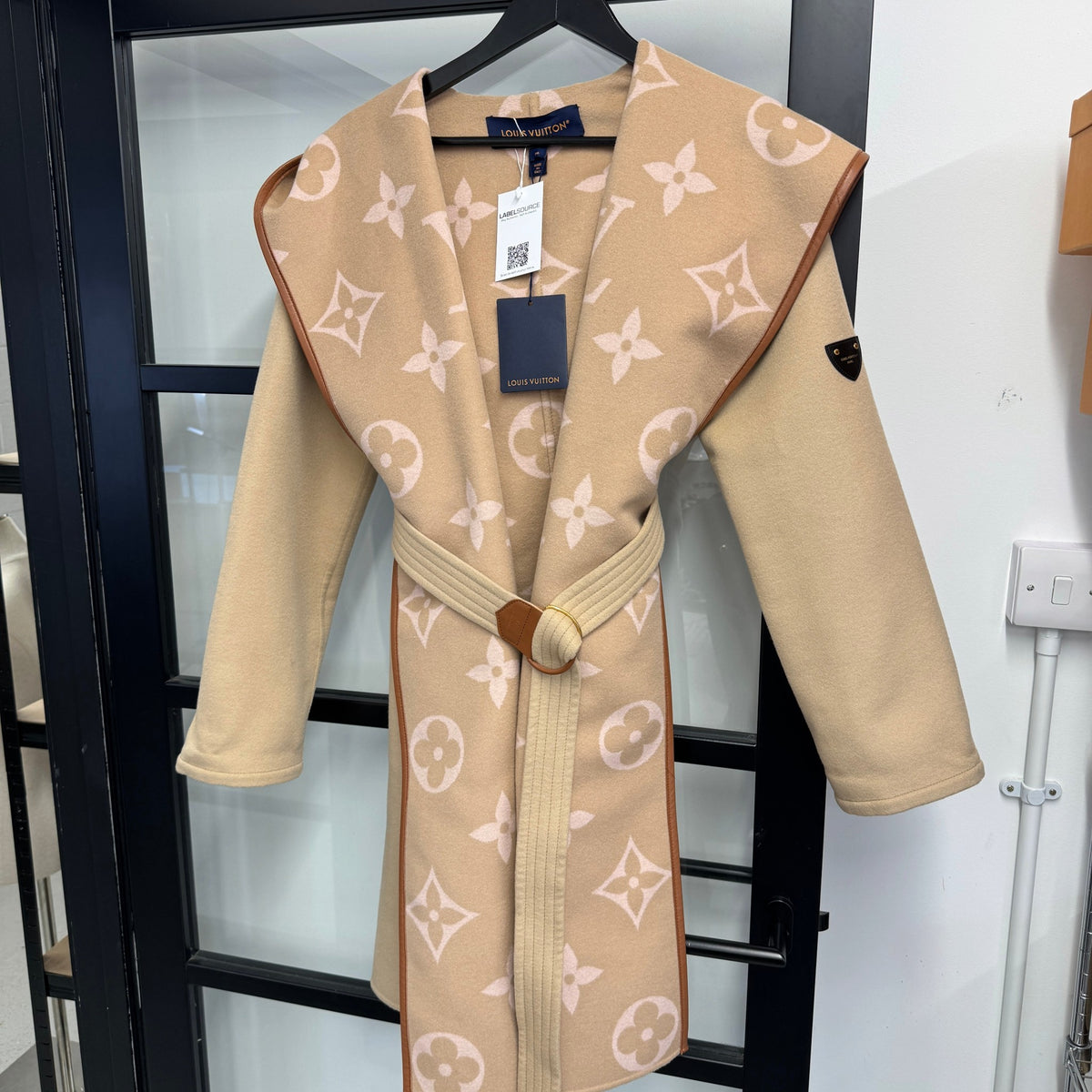 Women's Belted Double Face Hooded Wrap Jacket Beige Size S / UK 8 - Photo 10