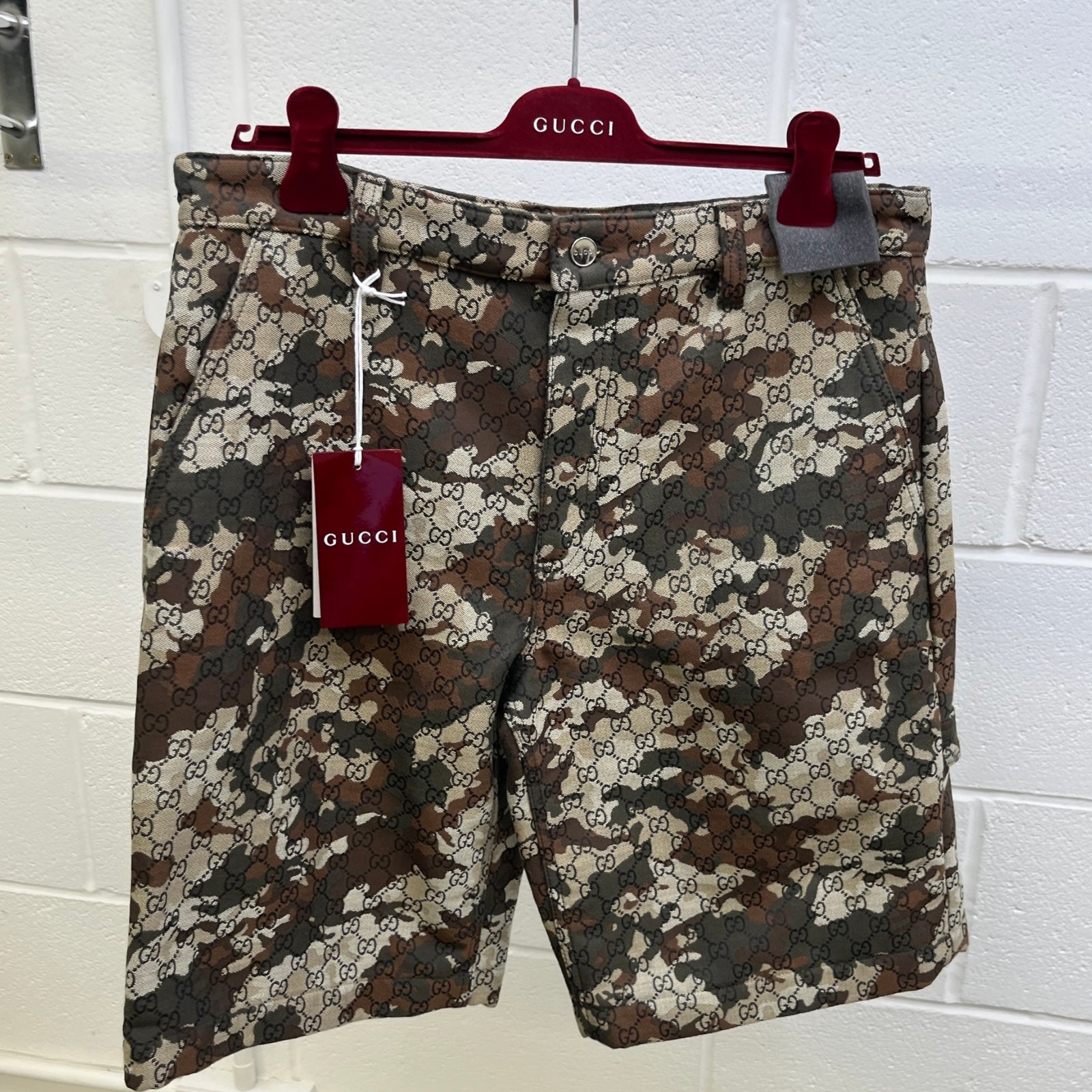 Men's Gg Marbled Camo Shorts Brown Size IT 48 / UK 32 - Photo 12