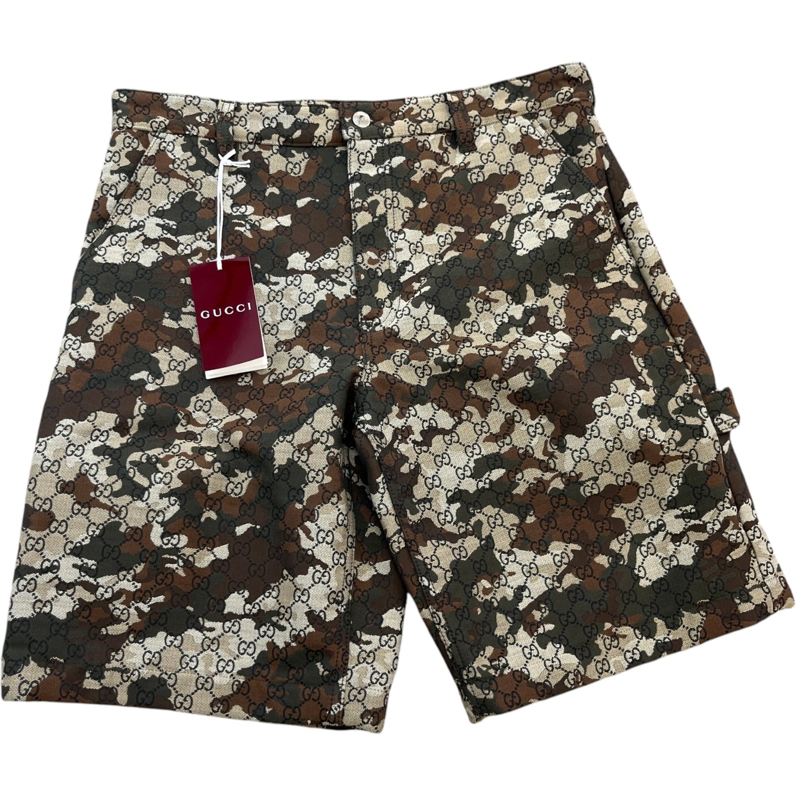 Men's Gg Marbled Camo Shorts Brown Size IT 48 / UK 32 - Photo 1