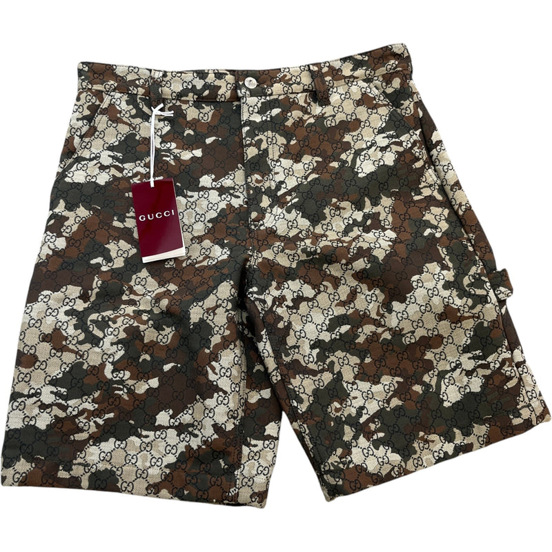 Men's Gg Marbled Camo Shorts Brown Size IT 48 / UK 32