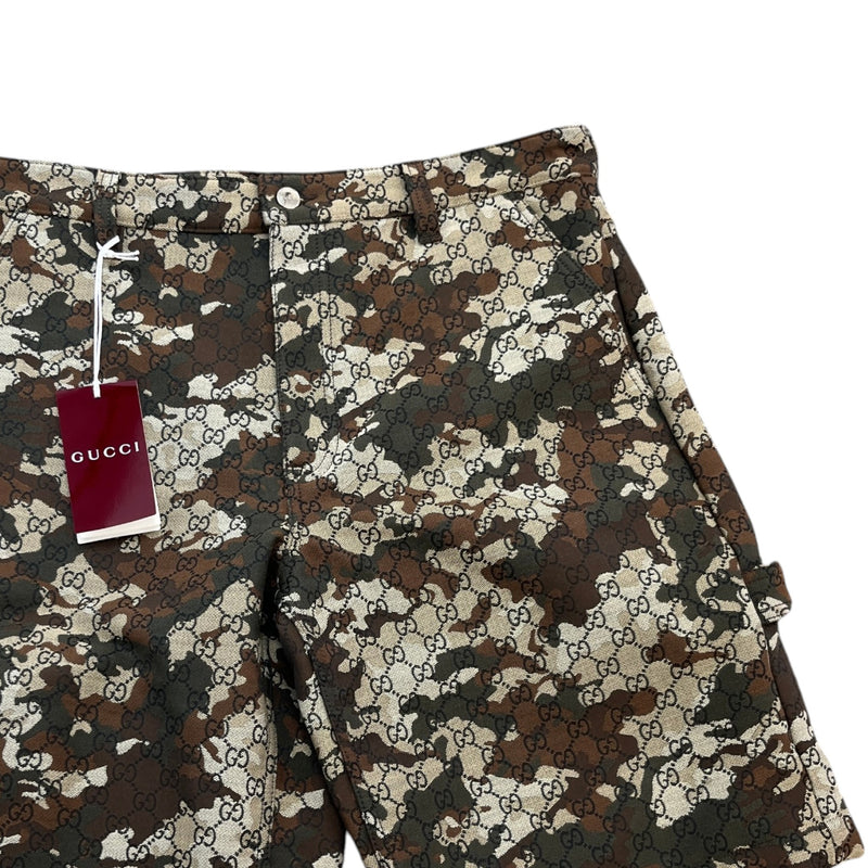 Men's Gg Marbled Camo Shorts Brown Size IT 48 / UK 32