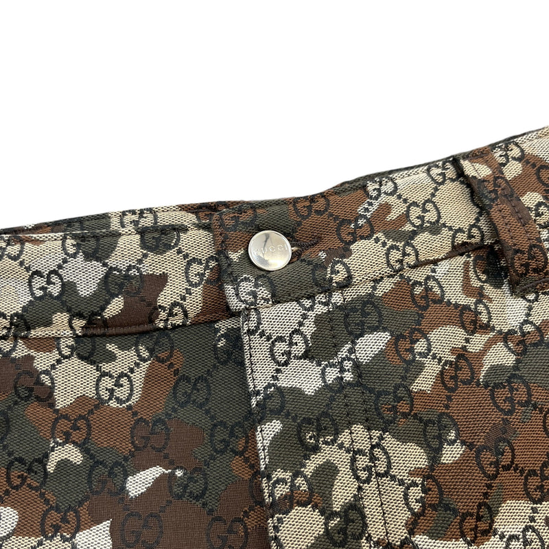 Men's Gg Marbled Camo Shorts Brown Size IT 48 / UK 32