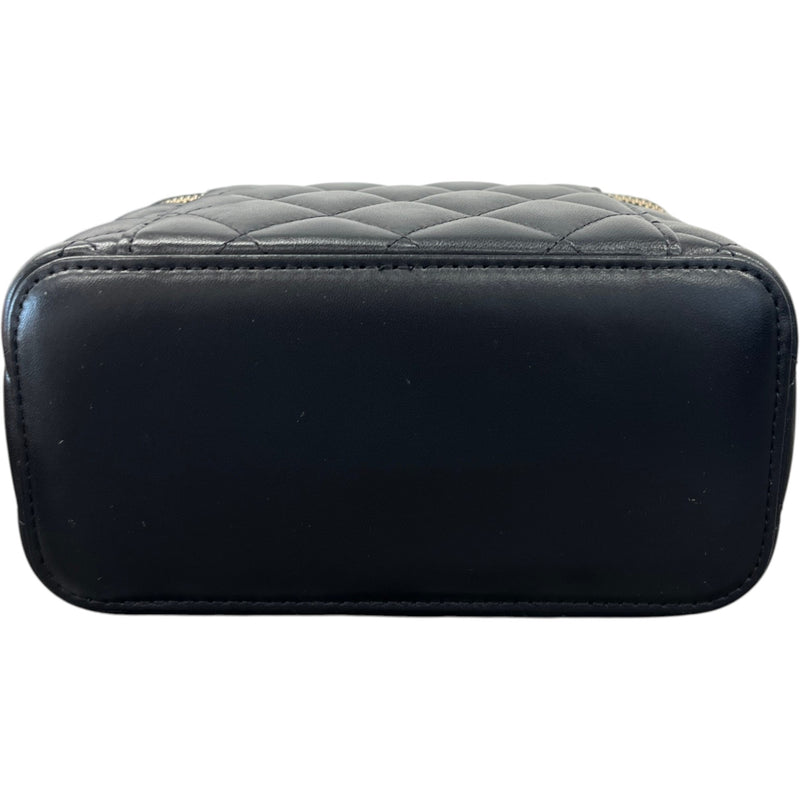 Women's Classic Top Handle Vanity Lambskin Crossbody Bag Black
