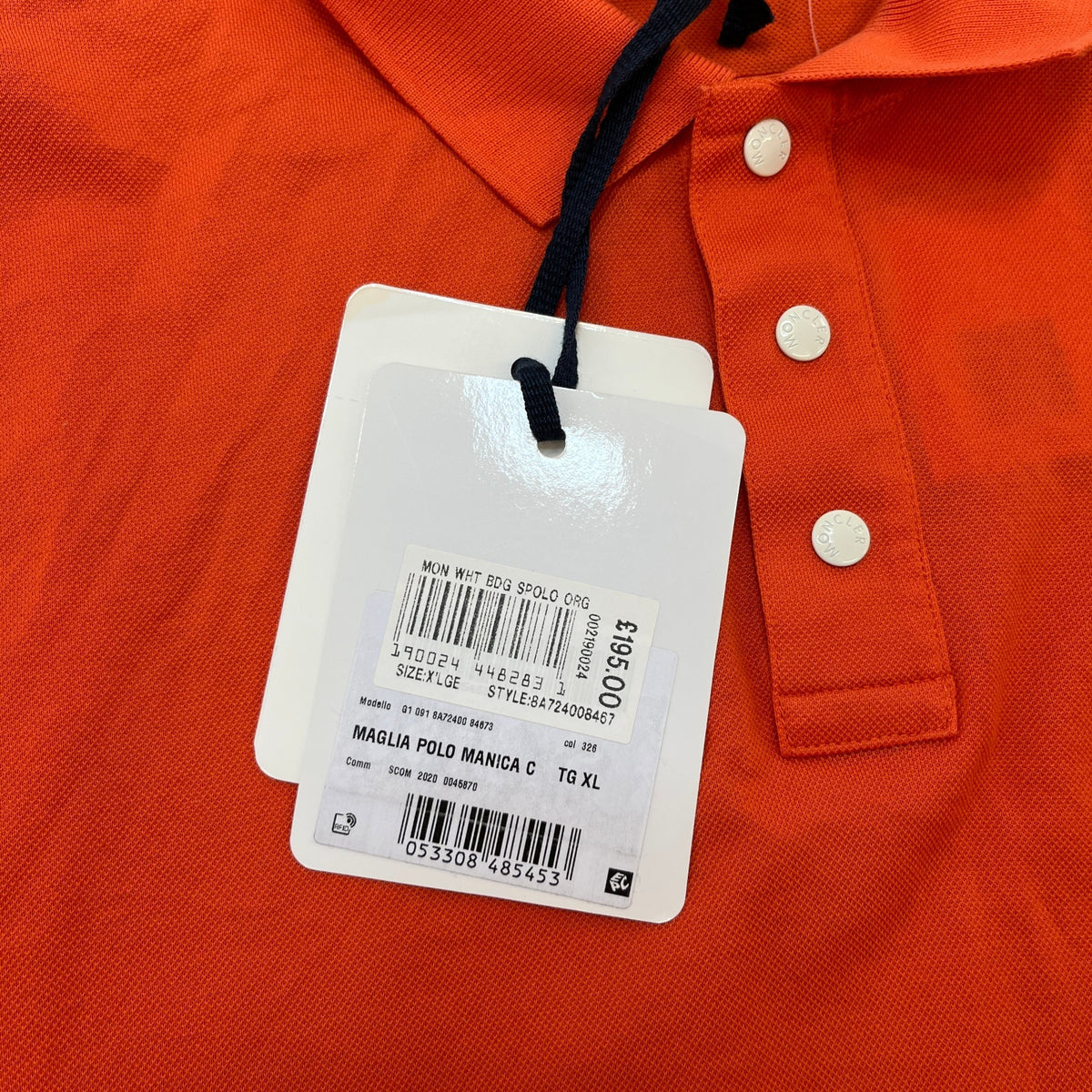 Men's Maglia Polo Shirt Orange Size XL - Photo 7