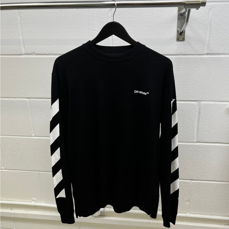 Men's Logo Print Long Sleeve T-Shirt Black Size M