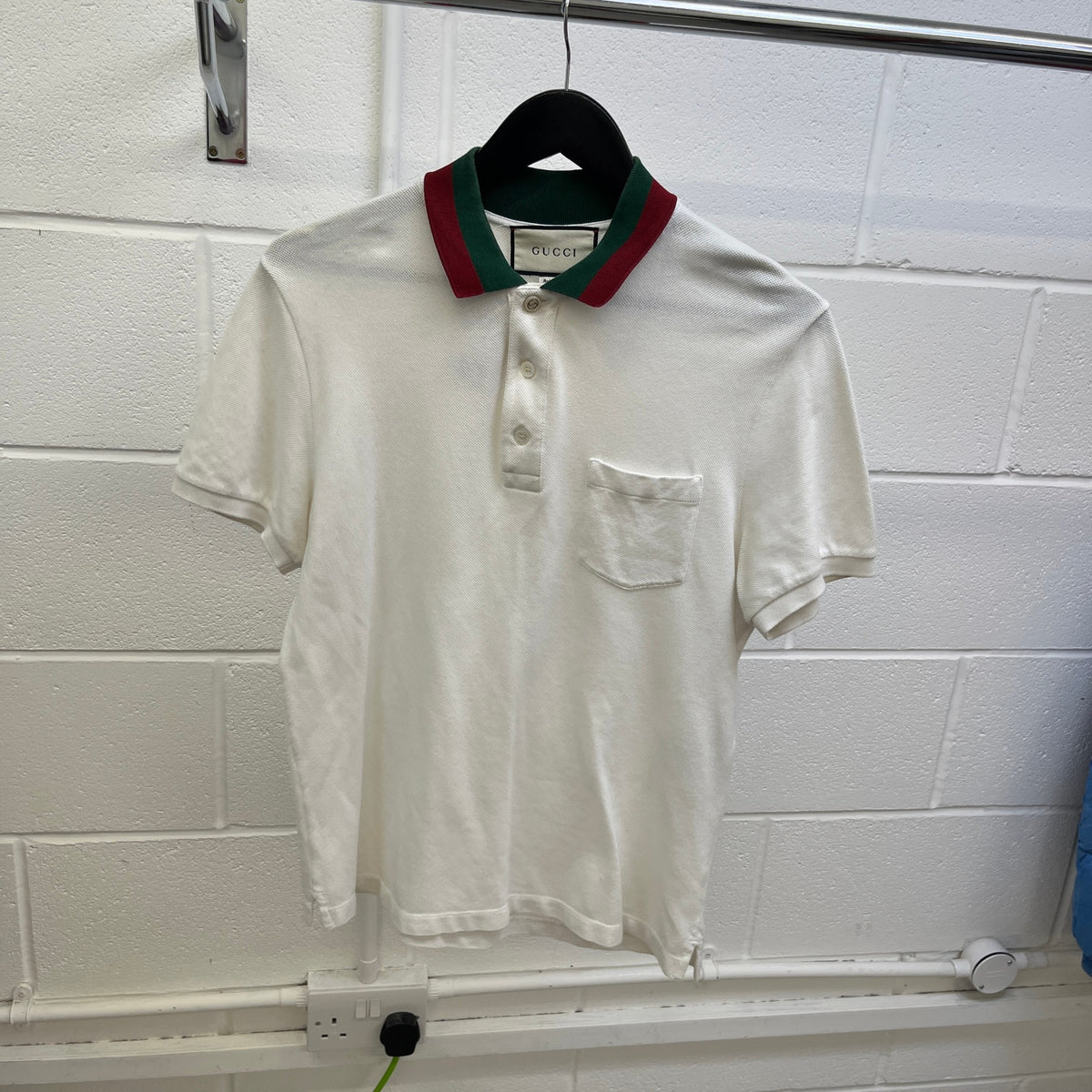 Men's Web Collar Polo Shirt White Size M - Photo 8