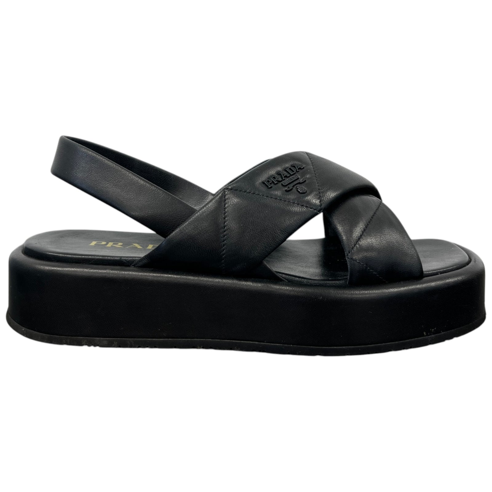 Women's Quilted Nappa Flatform Sandals Black Size EU 39 / UK 6 - Photo 1