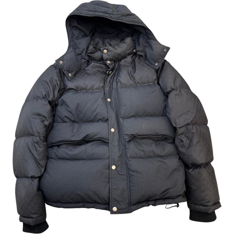 Men's GG Jacquard Nylon Down Jacket Black Size XL