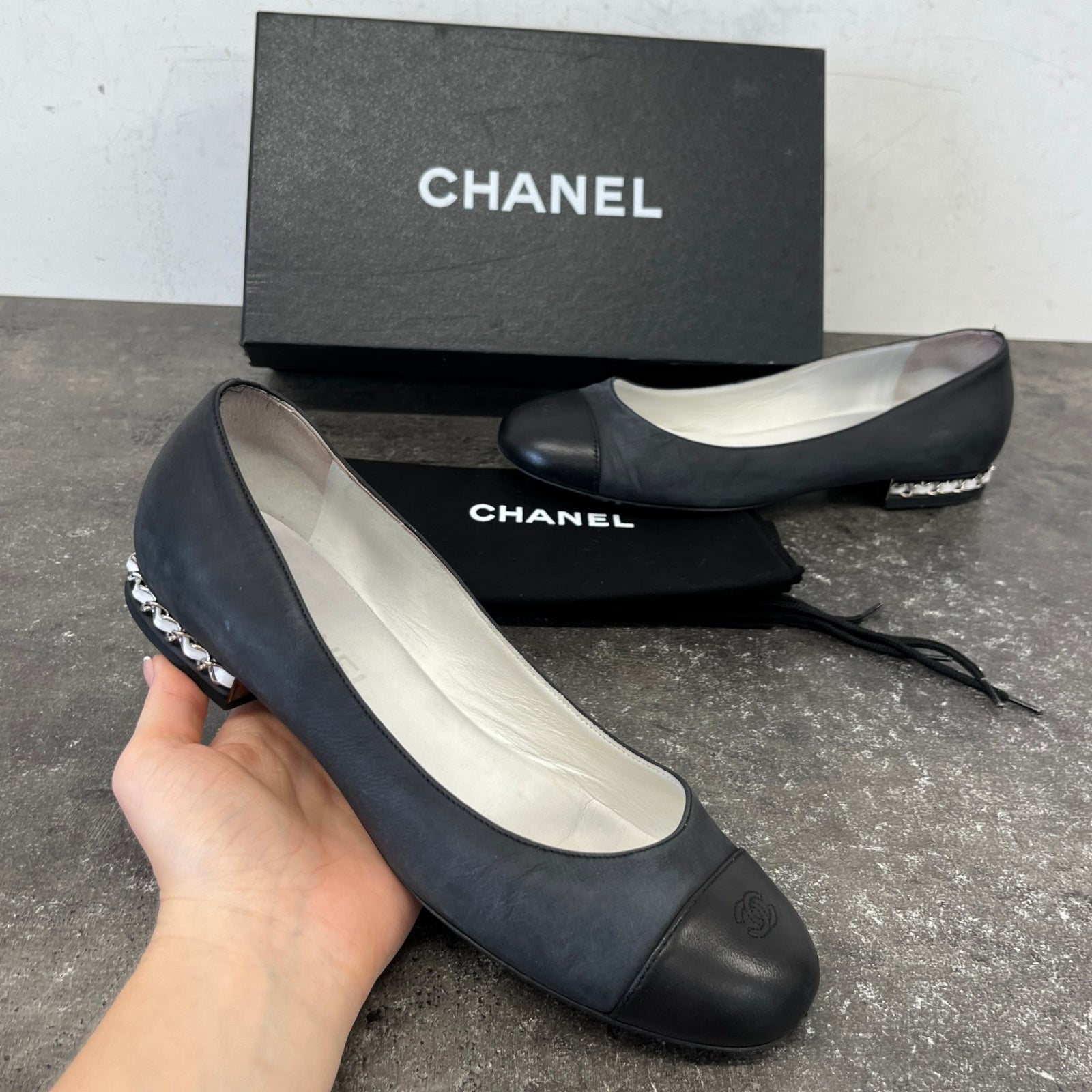 Women's Cap Toe Ballet Flat Mules Black Size EU 38 / UK 5 - Photo 12