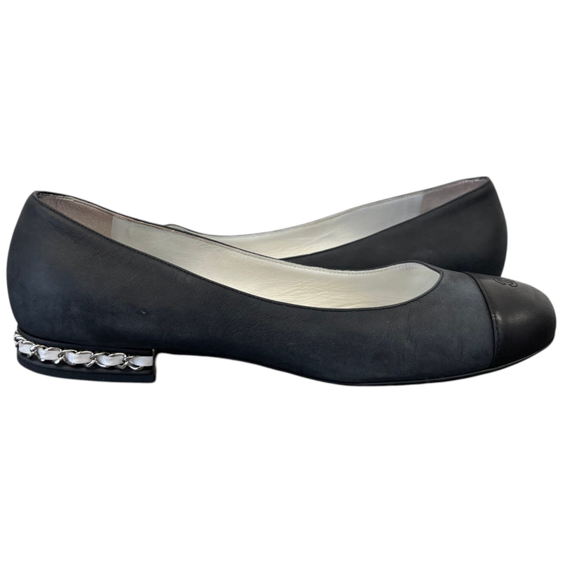 Women's Cap Toe Ballet Flat Mules Black Size EU 38 / UK 5