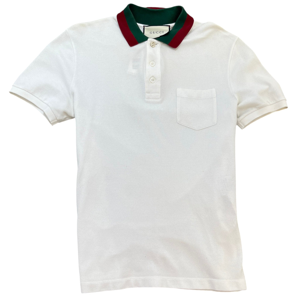 Men's Web Collar Polo Shirt White Size M - Photo 1