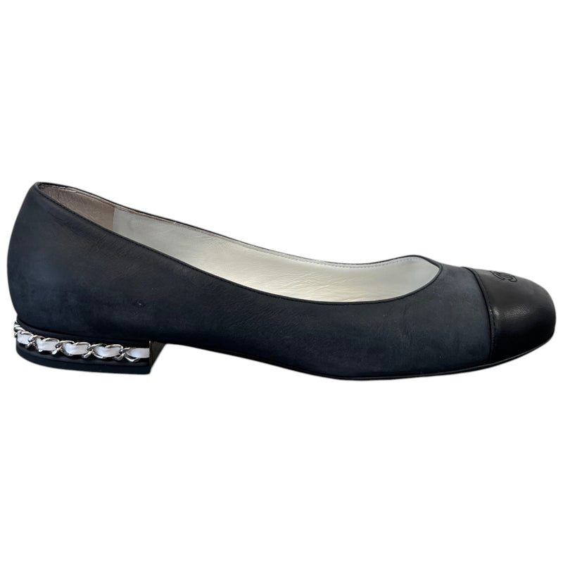 Women's Cap Toe Ballet Flat Mules Black Size EU 38 / UK 5
