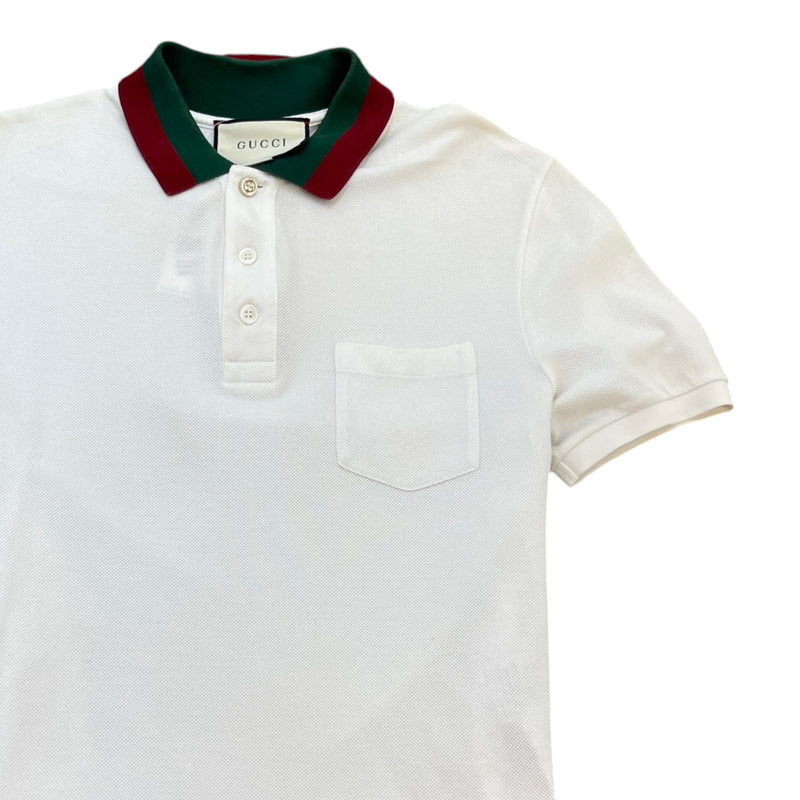 Men's Web Collar Polo Shirt White Size M