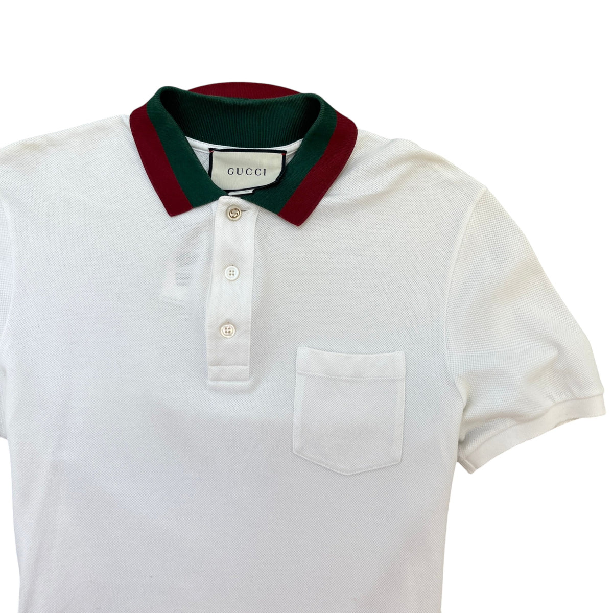 Men's Web Collar Polo Shirt White Size M - Photo 5