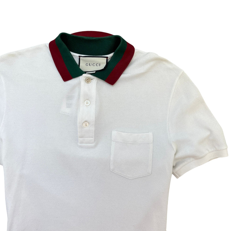 Men's Web Collar Polo Shirt White Size M