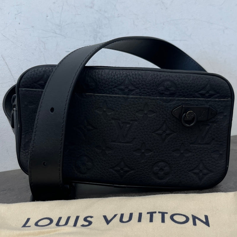 Men's Embossed Monogram Belt Bag Black
