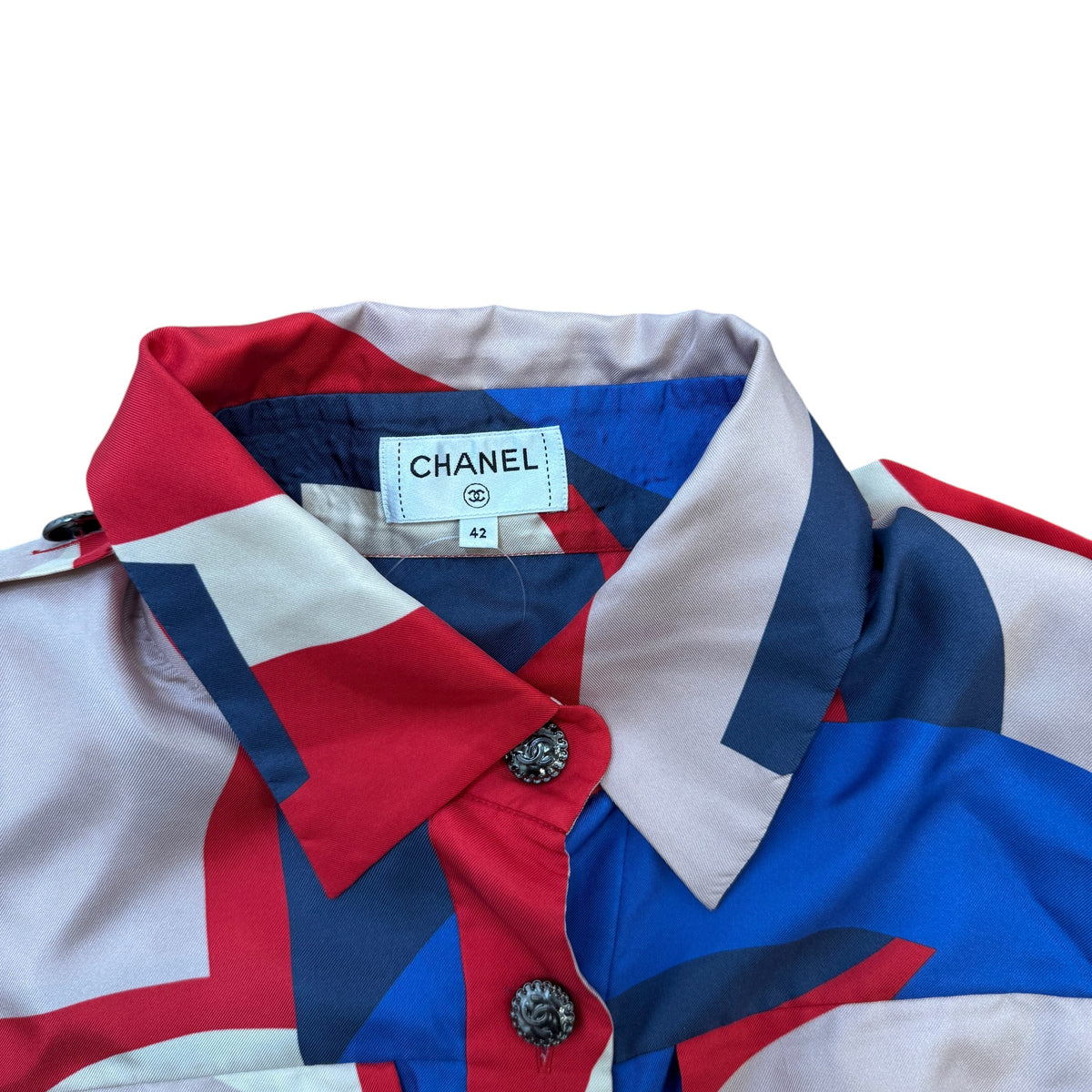 Women's CC Button Cropped Long Sleeve Shirt Multi-Coloured Size XL / UK 14 - Photo 4