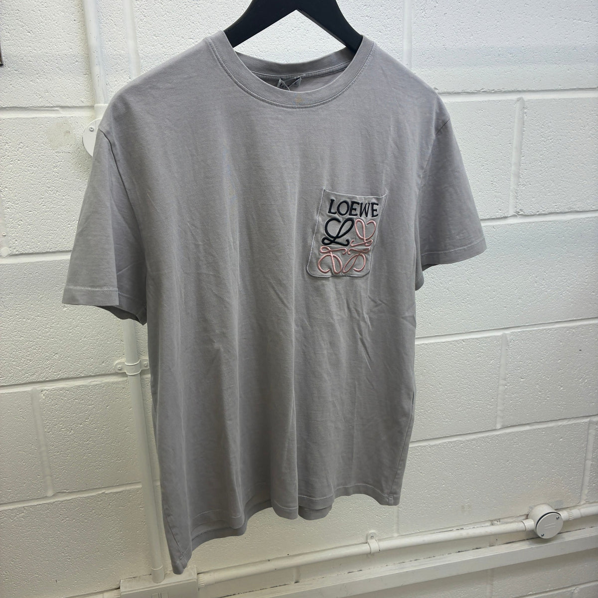 Men's Embroidered Two Tone Anagram Logo T-Shirt Grey Size S - Photo 9