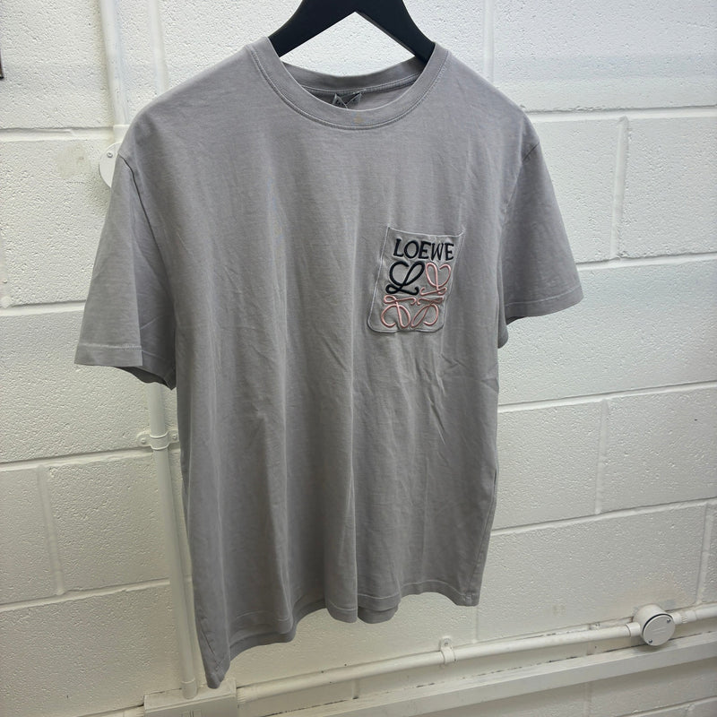 Men's Embroidered Two Tone Anagram Logo T-Shirt Grey Size S