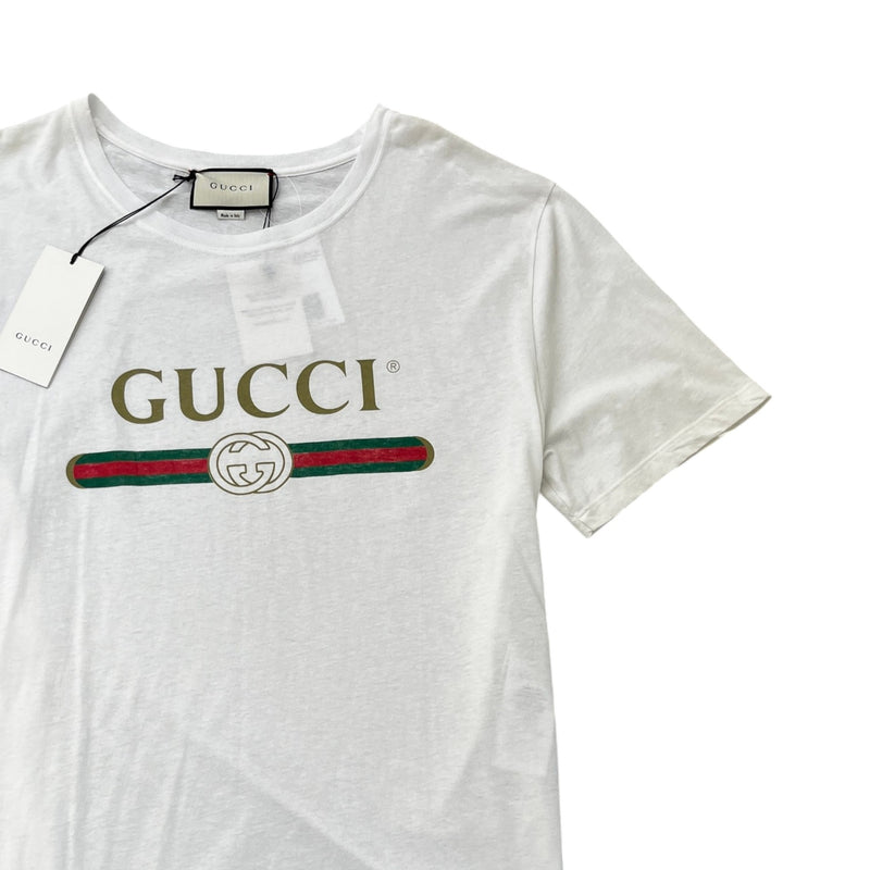 Men's Logo Print T-Shirt White Size XXL