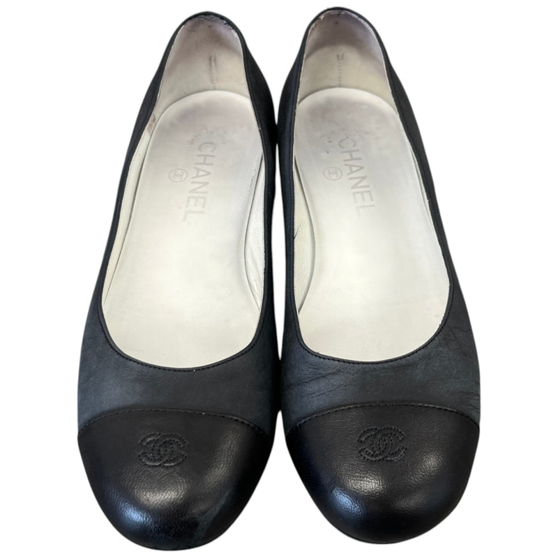 Women's Cap Toe Ballet Flat Mules Black Size EU 38 / UK 5