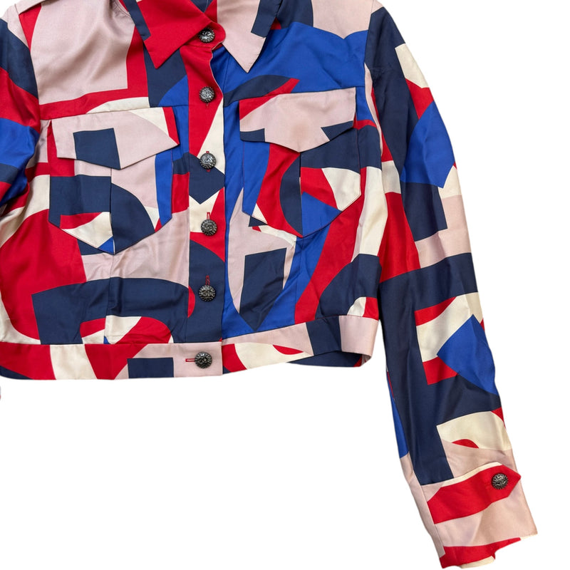 Women's CC Button Cropped Long Sleeve Shirt Multi-Coloured Size XL / UK 14