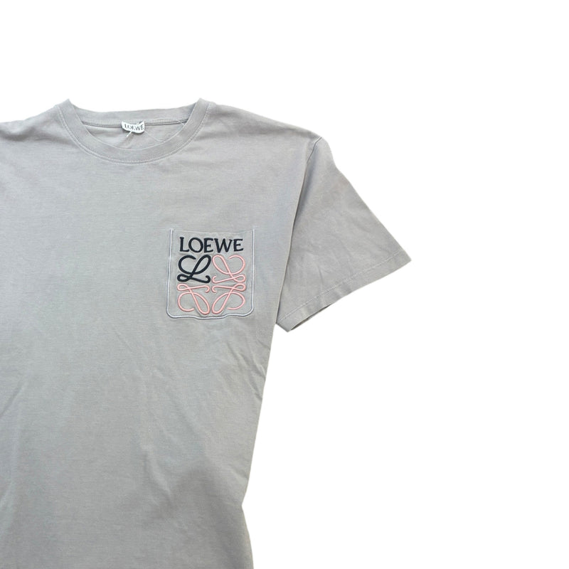 Men's Embroidered Two Tone Anagram Logo T-Shirt Grey Size S