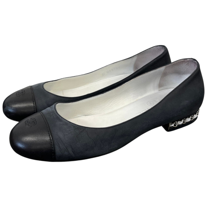 Women's Cap Toe Ballet Flat Mules Black Size EU 38 / UK 5