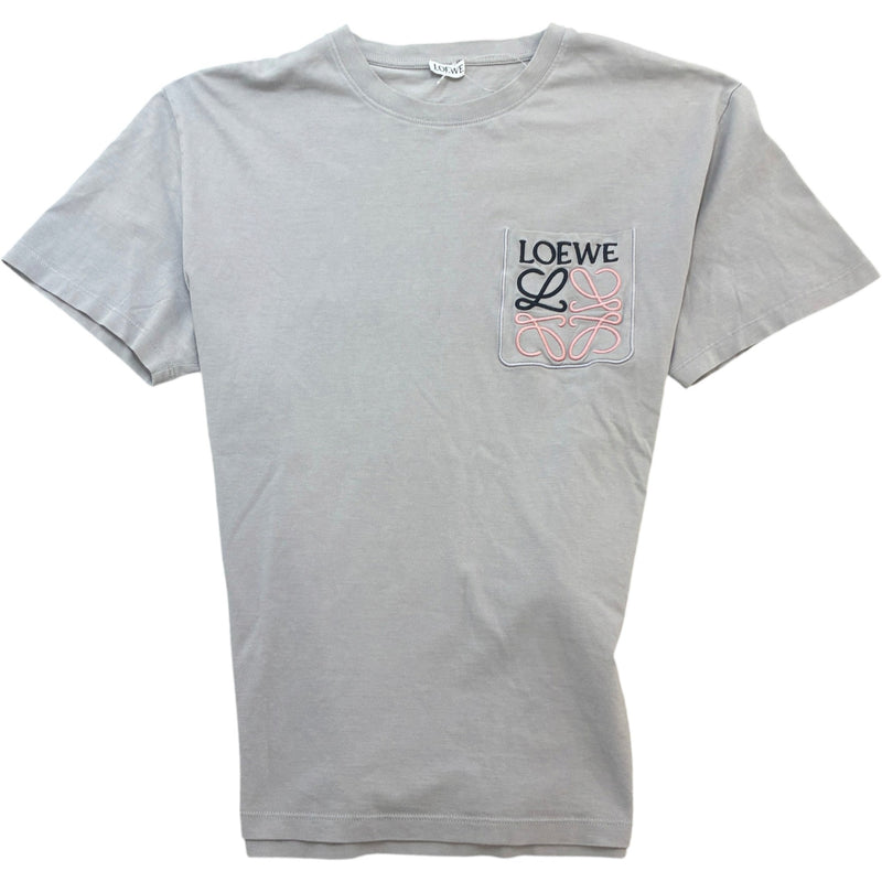 Men's Embroidered Two Tone Anagram Logo T-Shirt Grey Size S