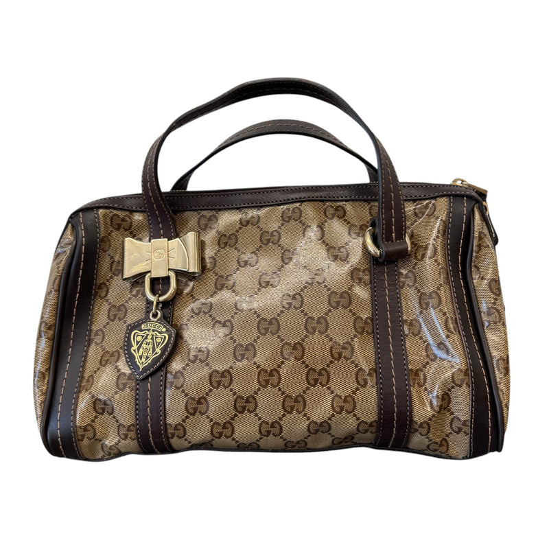 Women's Duchessa Crystal Coated Canvas Barrel Bag Brown