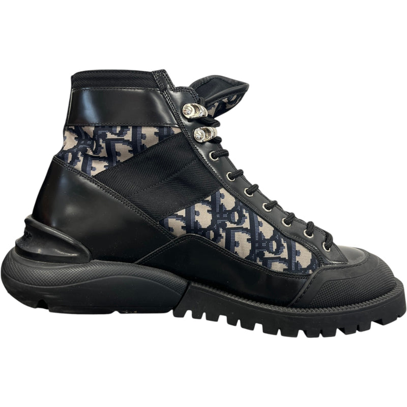 Men's Oblique Combat Ankle Boots Black Size UK 6 / EU 40