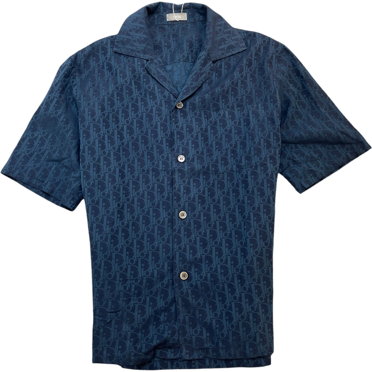 Men's Oblique Short Sleeve Shirt Navy Size M - Photo 1