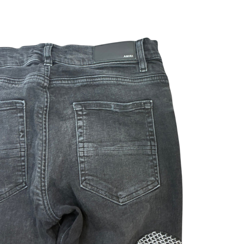 Men's Distressed Embroidered Python Snake Jeans Black Size M / W32