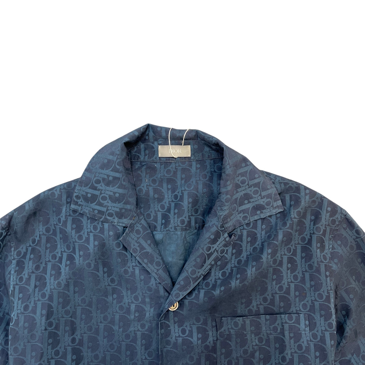Men's Oblique Short Sleeve Shirt Navy Size M - Photo 5