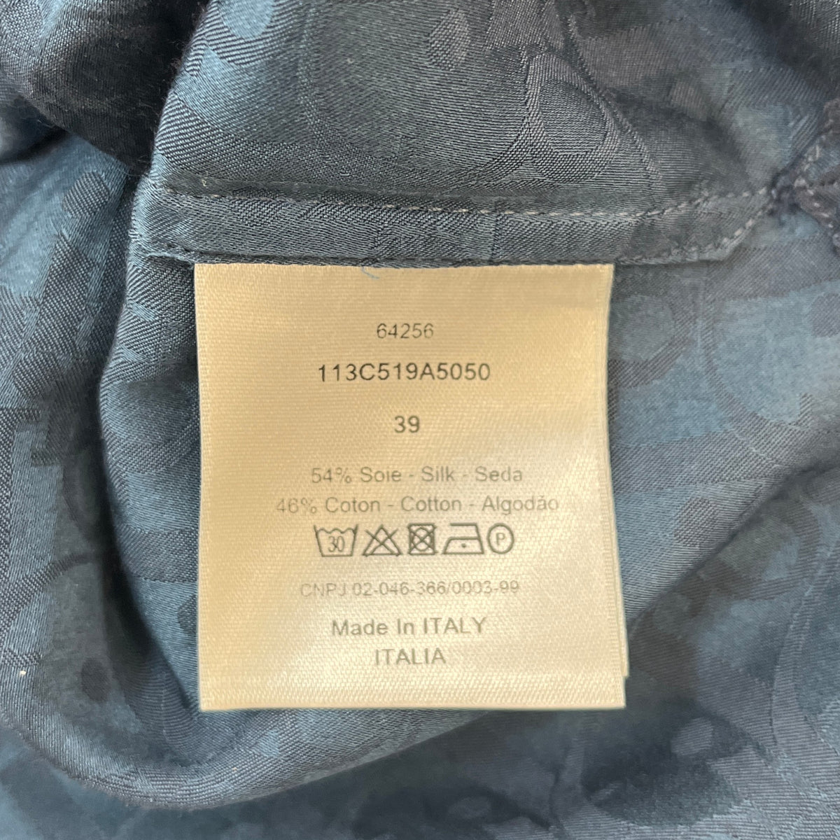Men's Oblique Short Sleeve Shirt Navy Size M - Photo 6