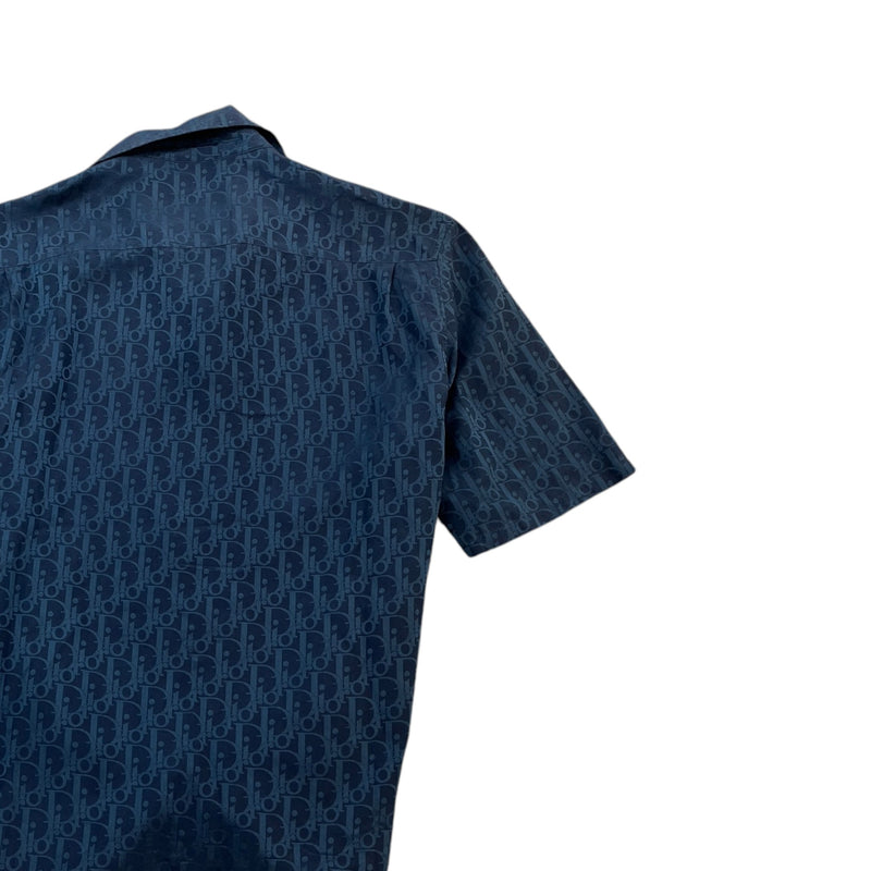 Men's Oblique Short Sleeve Shirt Navy Size M