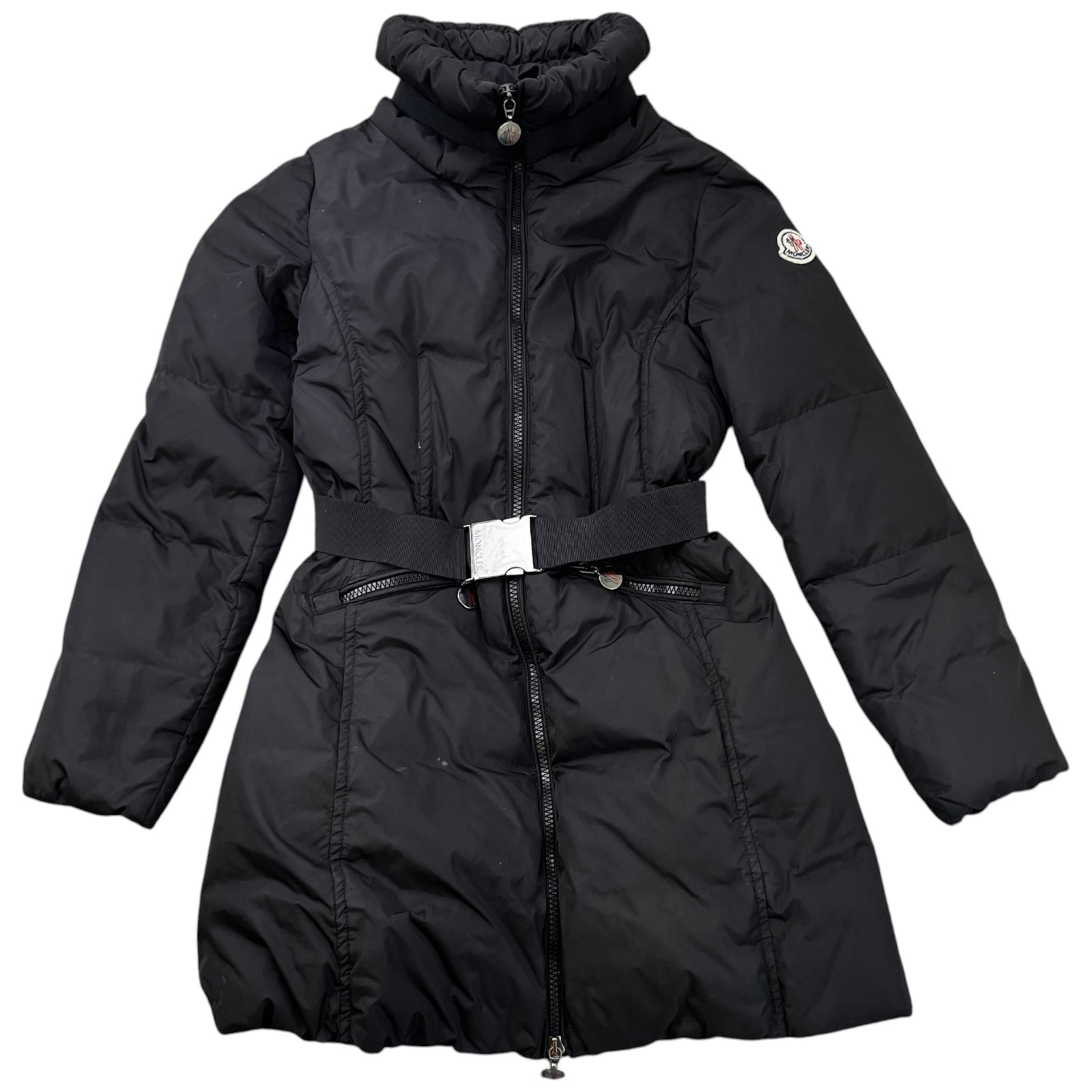 Women's Long Puffer Down Jacket Black Size Junior Age 12 - Photo 1