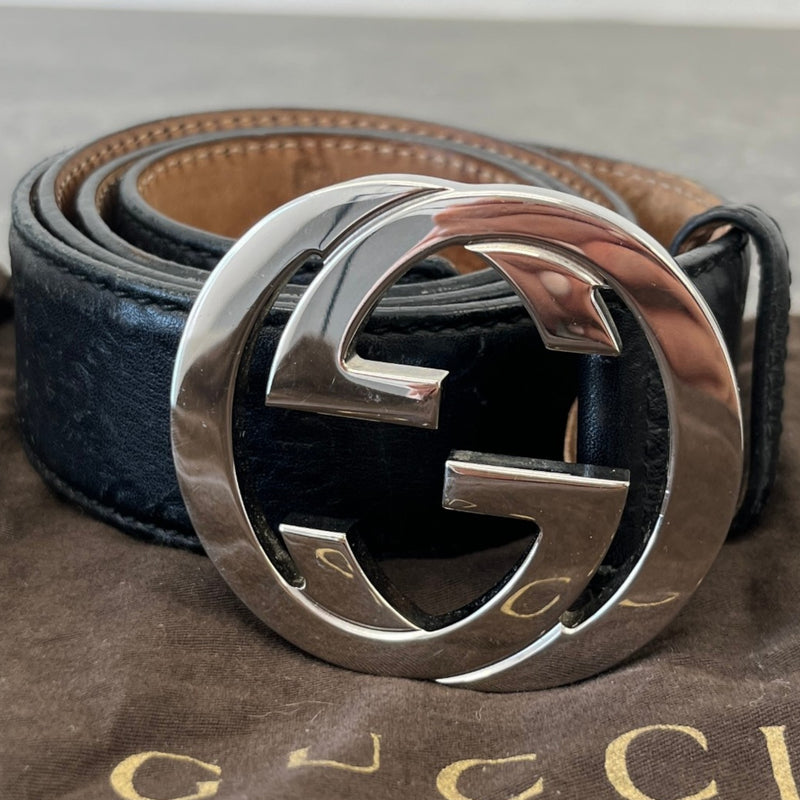 Men's Interlocking G Belt Black Size 30"