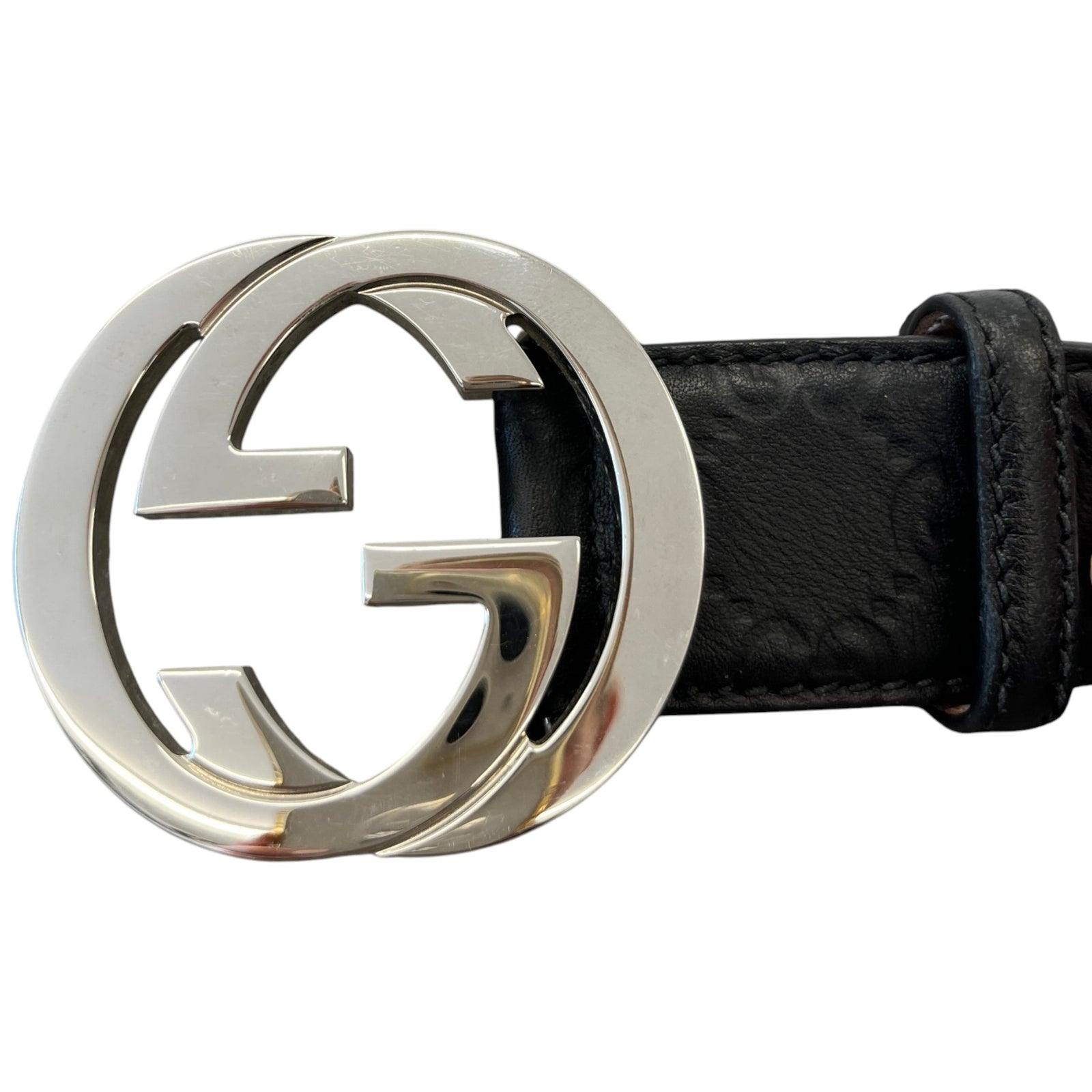 Men's Interlocking G Belt Black Size 30" - Photo 5