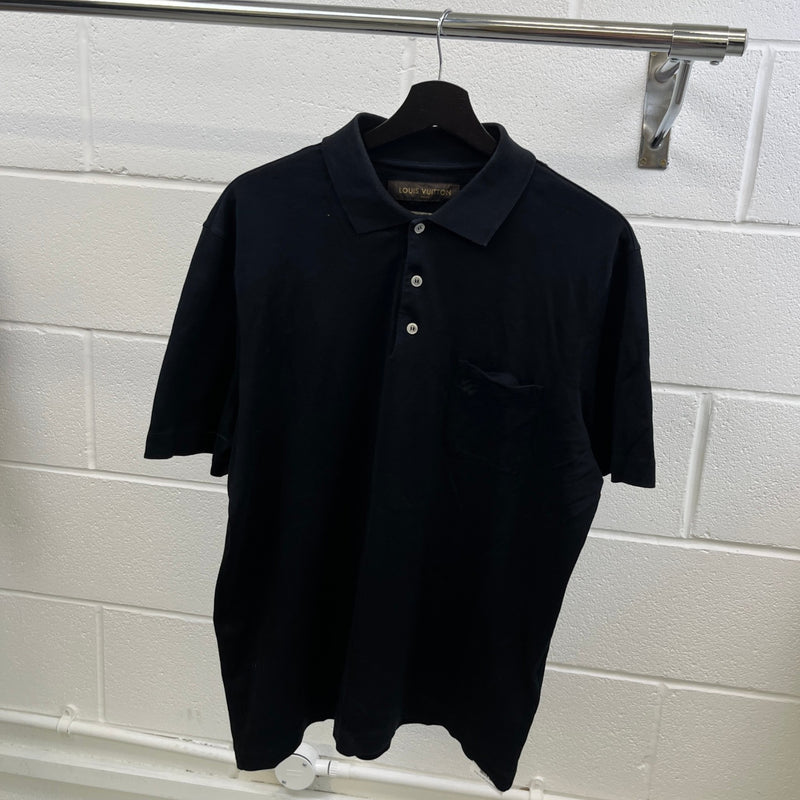 Men's Damier Pocket Polo Shirt Black Size XL