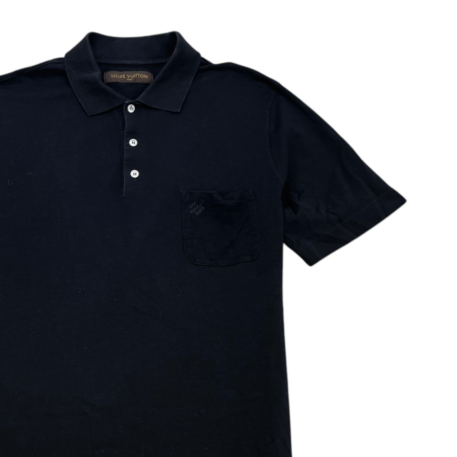 Men's Damier Pocket Polo Shirt Black Size XL - Photo 3